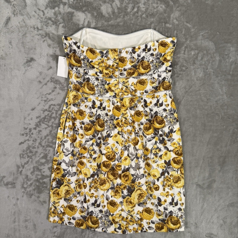 NWT B. Smart Sundress Size 16 Yellow Grey Floral Strapless Mini Sundress - Picture 8 of 9